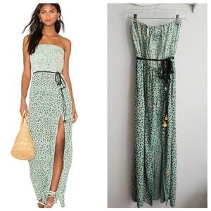 Poupette St Barth Mara  Green strapless dress M